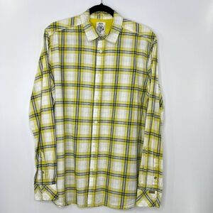DIESEL INDUSTRY MEN'S YELLOW PLAID BUTTON DOWN SHIRT SIZE XL